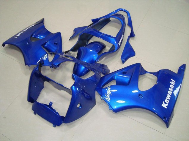 Buy 2000-2002 Blue with White Decals Kawasaki ZX6R Motorcycle Replacement Fairings