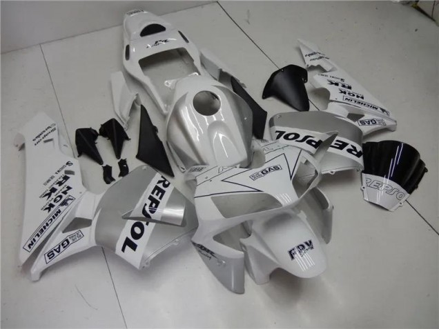 Buy 2003-2004 Silver White Black Repsol Honda CBR600RR Motorcycle Fairings Kit