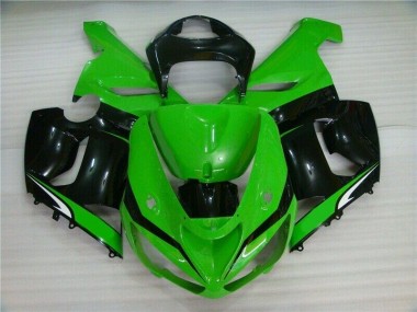 Buy 2005-2006 Green White Black Kawasaki ZX6R Motorcyle Fairings