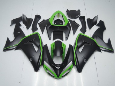 Buy 2006-2007 Matte Black with Green Line Kawasaki ZX10R Motorcycle Fairing Kits