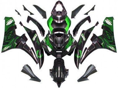 Buy 2006-2007 Black Green Flame Yamaha YZF R6 Bike Fairing Kit