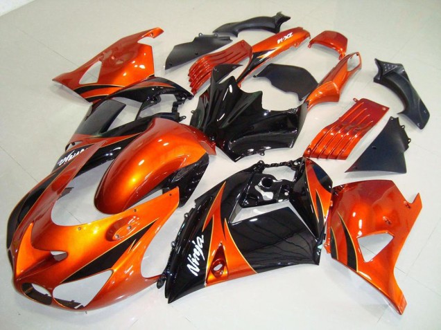 Buy 2006-2011 Orange Black Kawasaki ZX14R ZZR1400 Motorbike Fairings