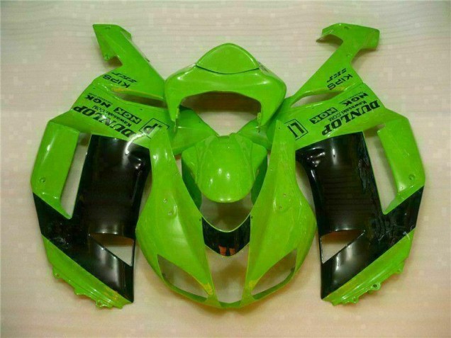 Buy 2007-2008 Green Black Dunlop Kawasaki ZX6R Motorbike Fairing Kits