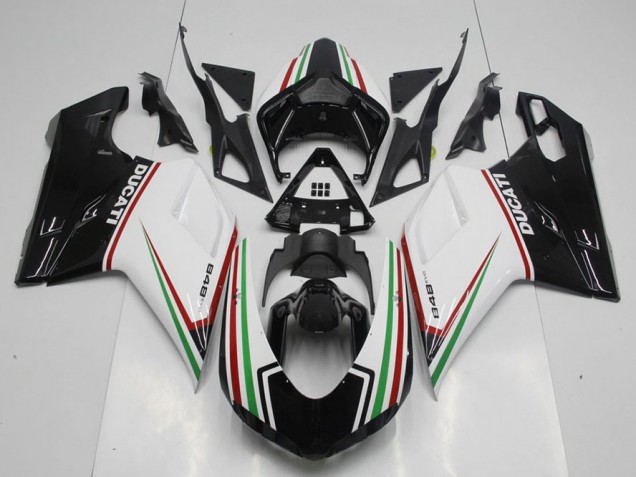 Buy 2007-2014 Black Green and White Ducati 848 1098 1198 Motorcycle Fairing Kit