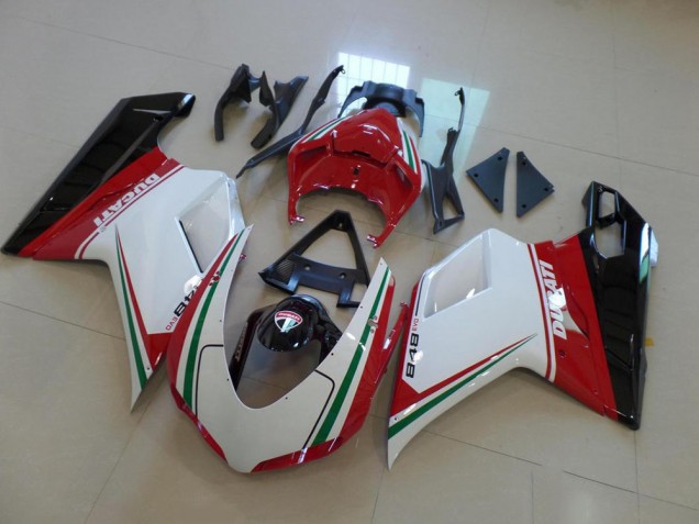 Buy 2007-2014 White Red Ducati 848 1098 1198 Bike Fairing Kit