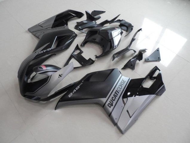 Buy 2007-2014 Matte Black Sliver OEM Style Ducati 848 1098 1198 Motorbike Fairings