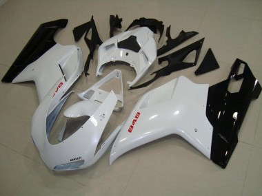 Buy 2007-2014 Pearl White Black Ducati 848 1098 1198 Motorcycle Fairing Kits