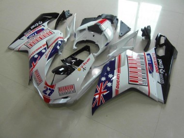 Buy 2007-2014 White Blue Red Ducati 848 1098 1198 Bike Fairings