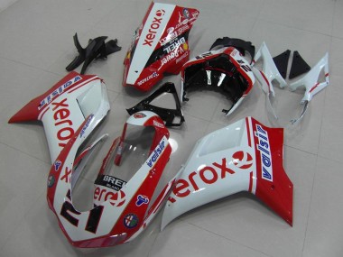 Buy 2007-2014 White Red Xerox Ducati 848 1098 1198 Bike Fairing