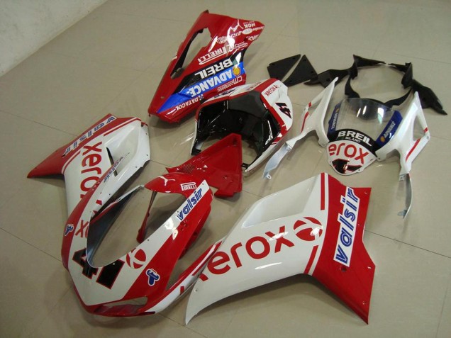 Buy 2007-2014 White Red Xerox Ducati 848 1098 1198 Bike Fairings