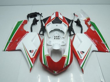 Buy 2007-2014 White and Red with Green Stripe Ducati 848 1098 1198 Motorcylce Fairings