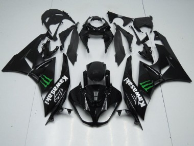 Buy 2009-2012 Black with Monster Kawasaki ZX6R Replacement Motorcycle Fairings