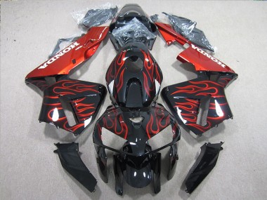 Buy 2005-2006 Black Red Flame Honda CBR600RR Motorcycle Fairings Kits