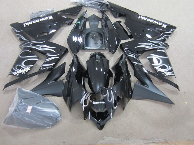 Buy 2003-2005 Black with White Flame Kawasaki ZX10R Motorcycle Fairing