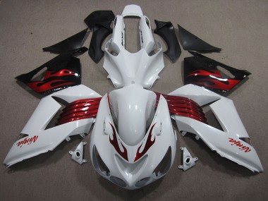 Buy 2006-2011 White Red Ninja Kawasaki ZX14R ZZR1400 Motorcycle Fairings Kits