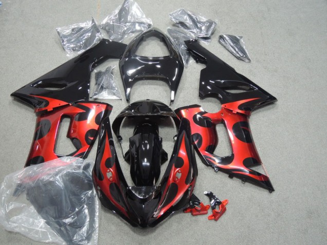 Buy 2005-2006 Black Red Kawasaki ZX6R Motorcycle Fairings