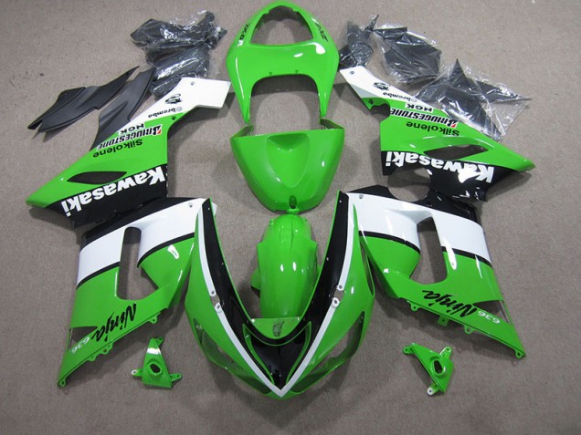 Buy 2005-2006 Green White Black Ninja 636 Kawasaki ZX6R Bike Fairings