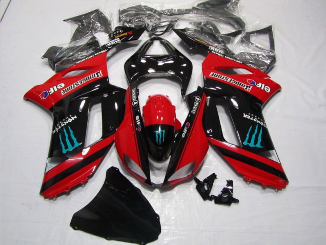 Buy 2007-2008 Red Black Monster Kawasaki ZX6R Motorbike Fairing Kits