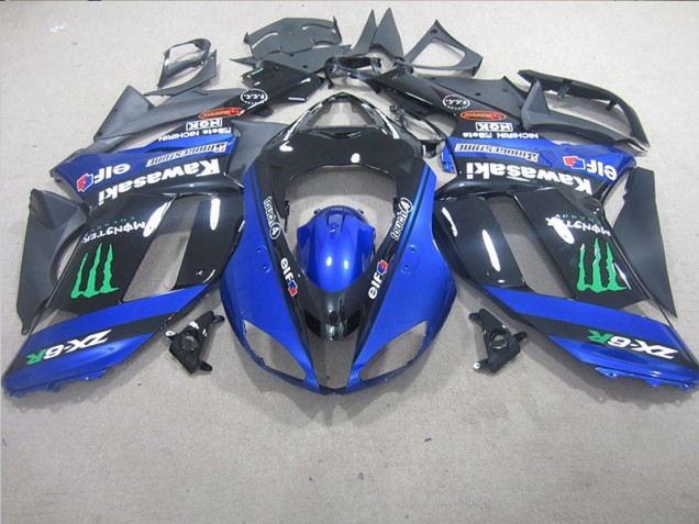 Buy 2007-2008 Black Blue Monster Kawasaki ZX6R Motorcycle Replacement Fairings