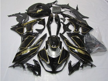 Buy 2009-2012 Black Gold Kawasaki ZX6R Motorcycle Fairings Kit