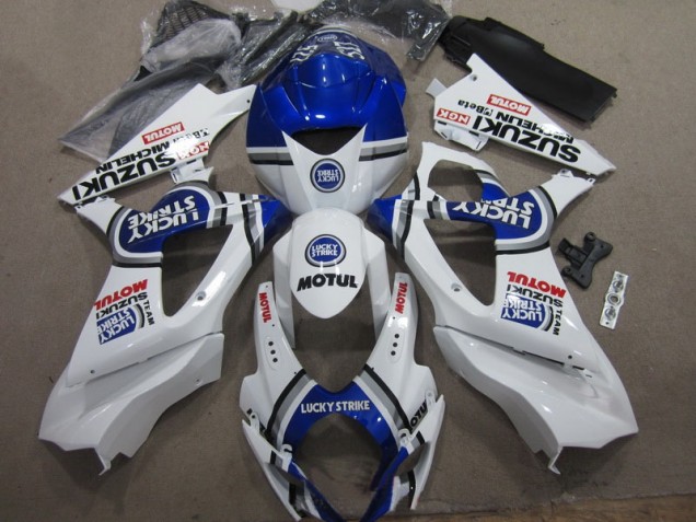 Buy 2007-2008 White Blue Lucky Strike Red Motul Suzuki GSXR1000 Moto Fairings