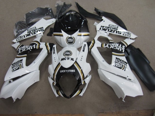 Buy 2007-2008 White Lucky Strike Black Motul Suzuki GSXR1000 Motorcycle Replacement Fairings