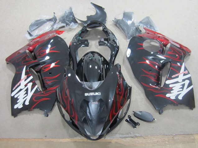 Buy 1996-2007 Black Red Flame Suzuki GSXR1300 Hayabusa Motorcylce Fairings