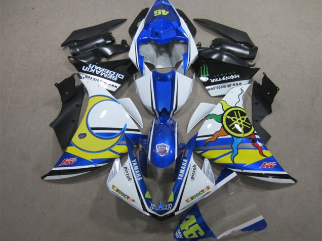 Buy 2012-2014 Blue White Yellow 46 Yamaha YZF R1 Motorcycle Replacement Fairings