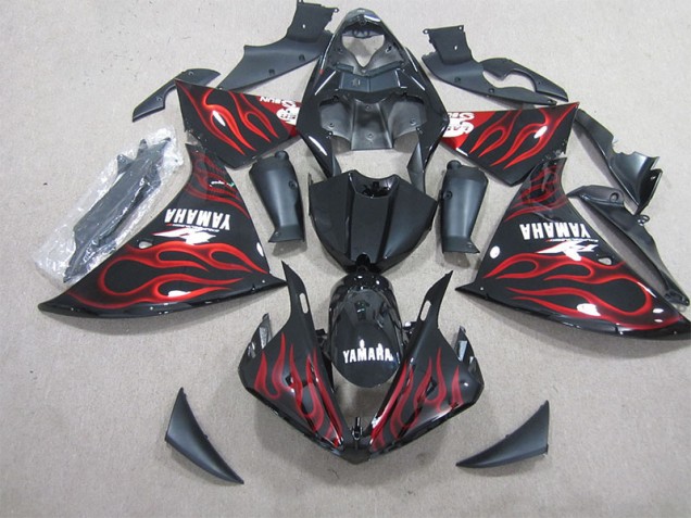 Buy 2012-2014 Black Red Flame Yamaha YZF R1 Motor Fairings